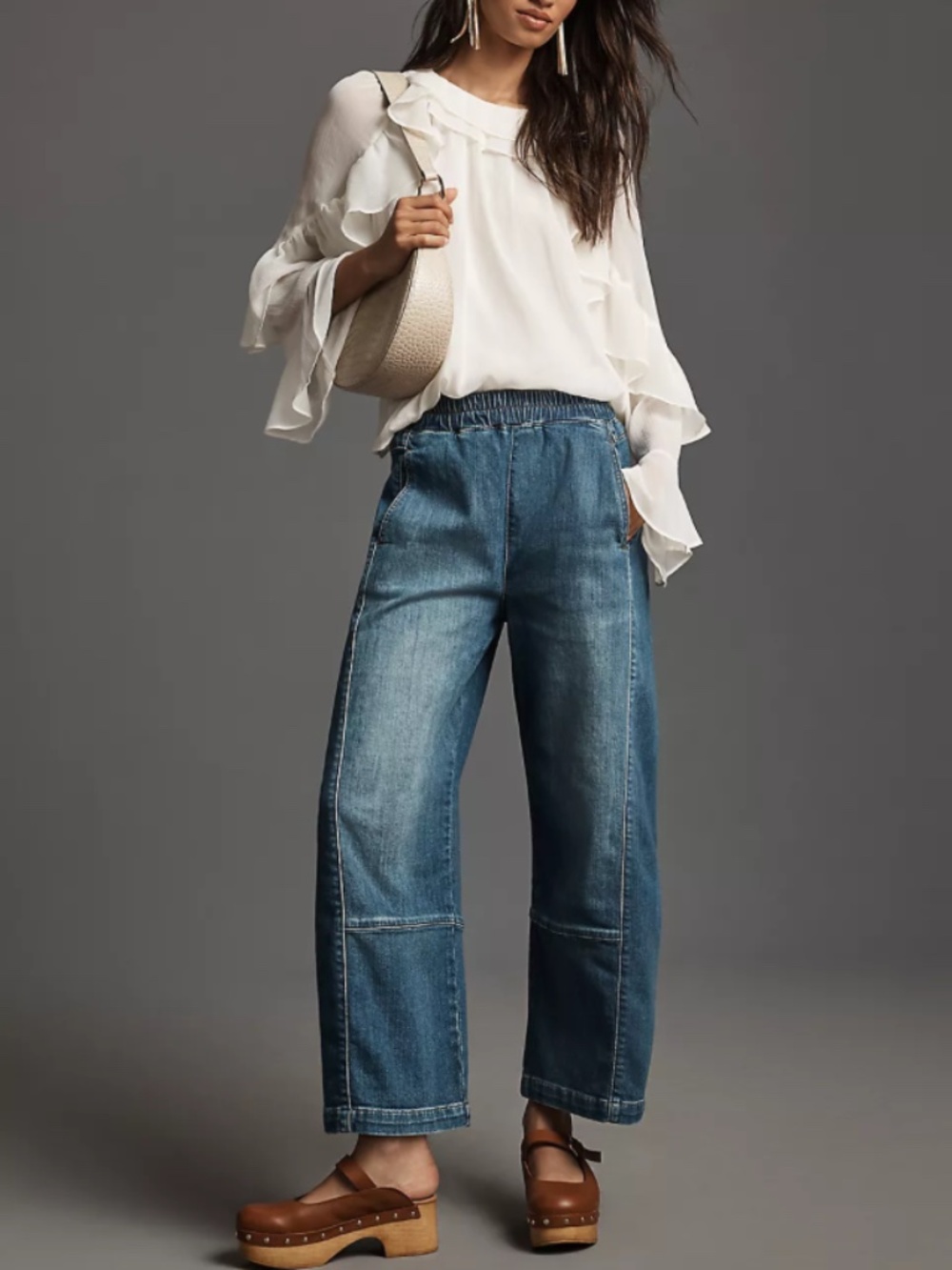 Anthropologie Pilcro Izzie Relaxed Pull-On Drawstring Wide Leg Barrel Jeans Good